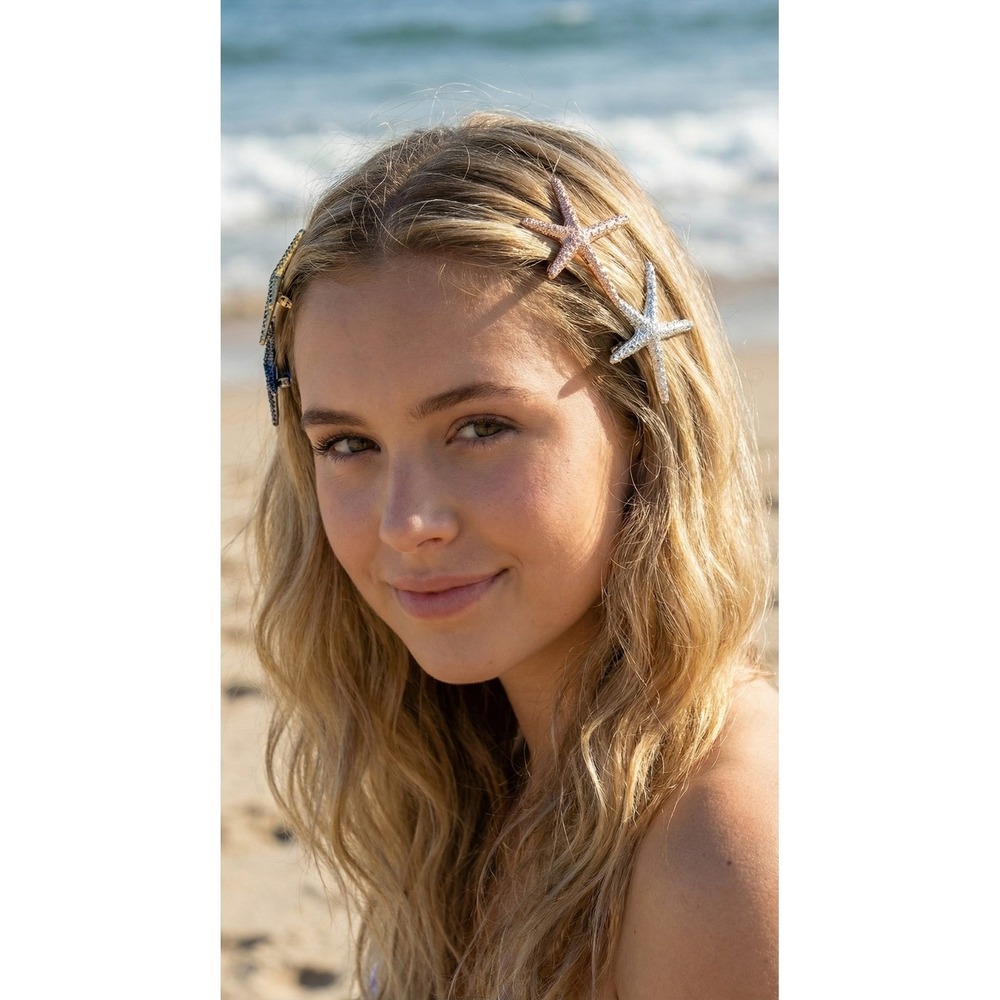 Yueton 4 Piece Starfish Hair‎ Clips Rhinestone